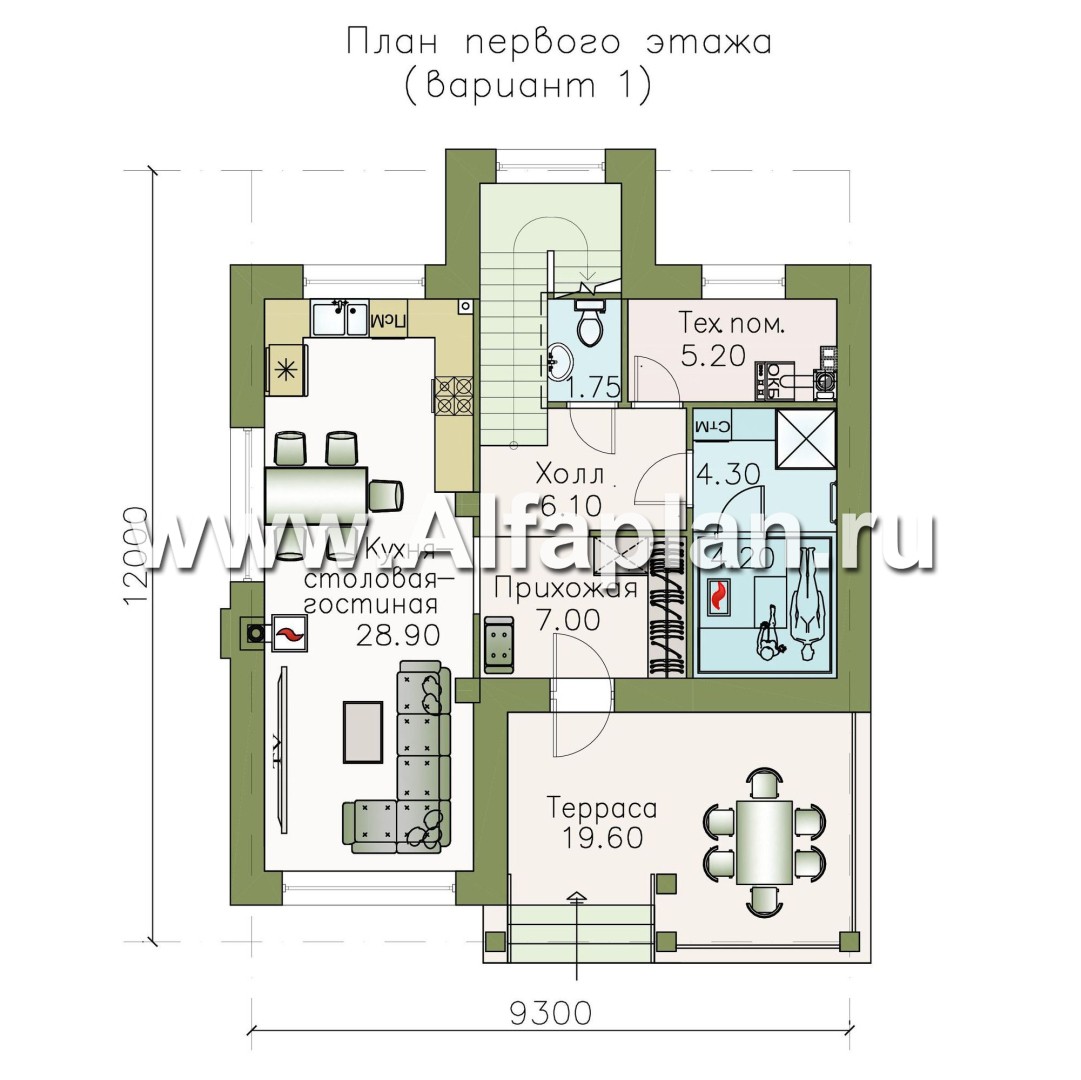 Проекты домов Альфаплан - «Траектория» - современный, компактный дом - план проекта №1
