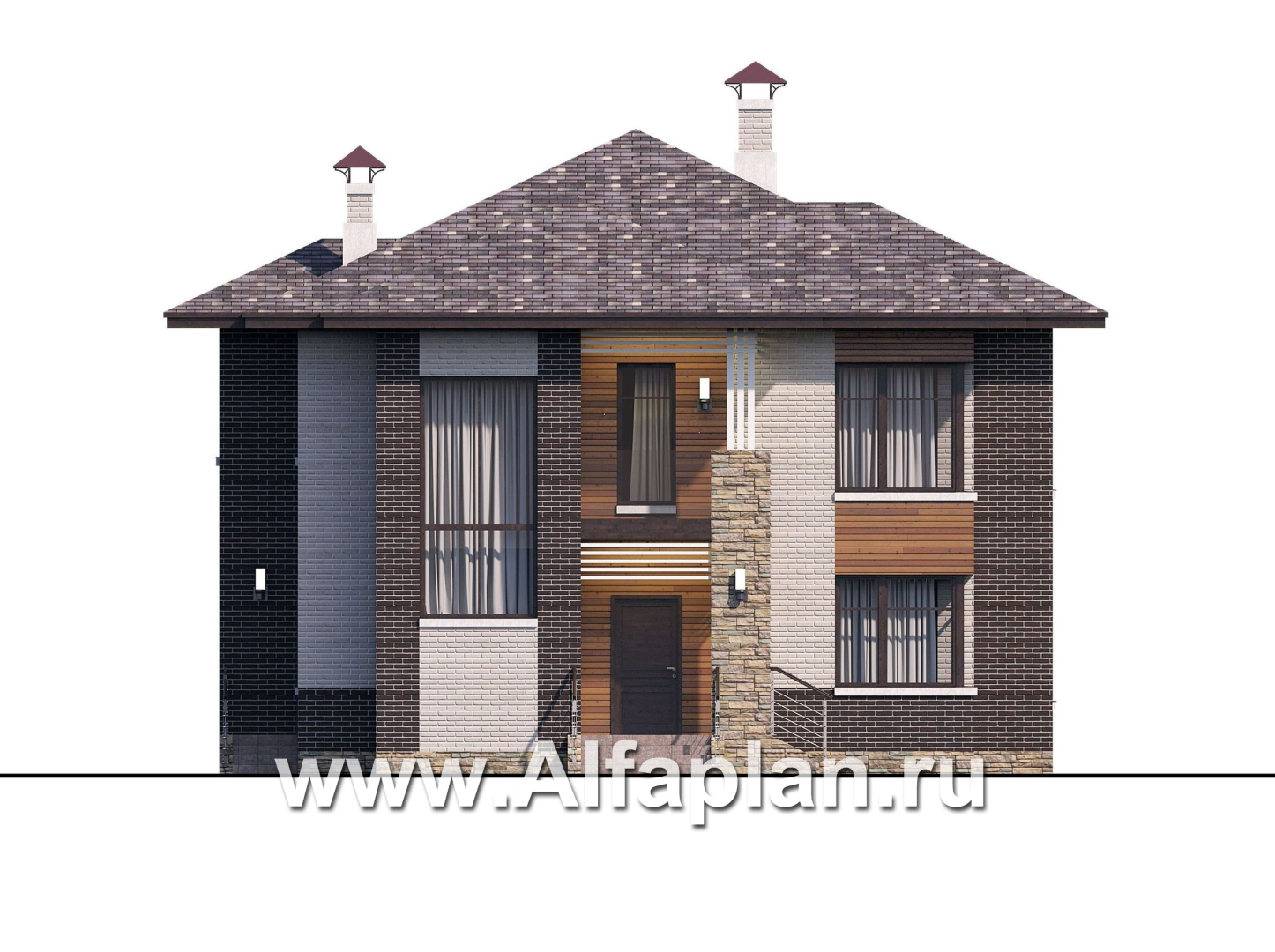 Проекты домов Альфаплан - «Эндорфин» - современный двухэтажный дом - изображение фасада №1