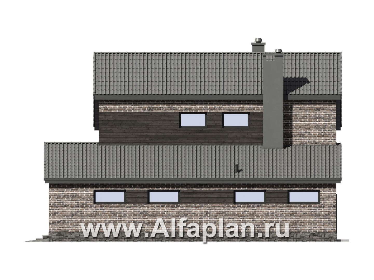 Проекты домов Альфаплан - Двухэтажный загородный дом с гаражом - изображение фасада №4