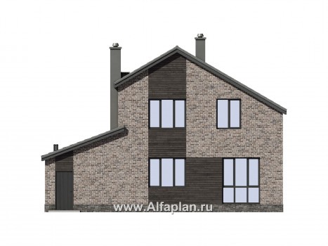 Проекты домов Альфаплан - Двухэтажный загородный дом с гаражом - превью фасада №3