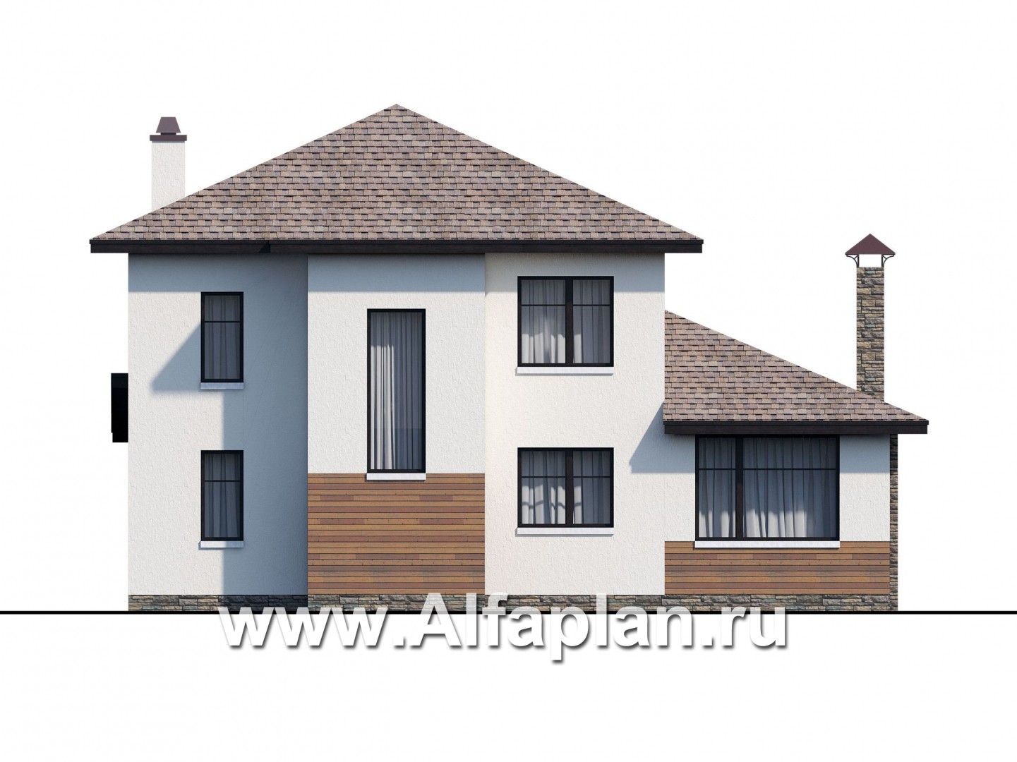 Проекты домов Альфаплан - "Одер" - стильный двухэтажный коттедж из газобетона - изображение фасада №4
