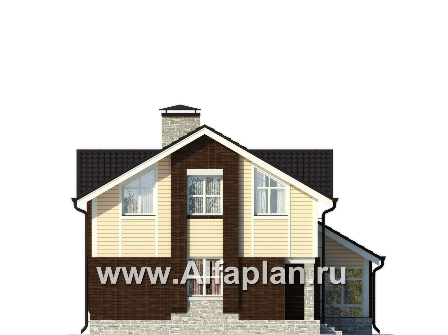 Проекты домов Альфаплан - Небольшой мансардный дом с гаражом - изображение фасада №3