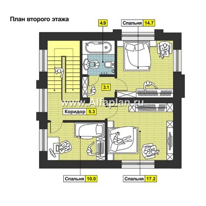 Проекты домов Альфаплан - Небольшой мансардный дом с гаражом - превью плана проекта №2