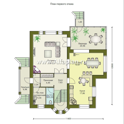 «Лавиери Плюс» - проект двухэтажного домас террасой и с эркером - превью план дома
