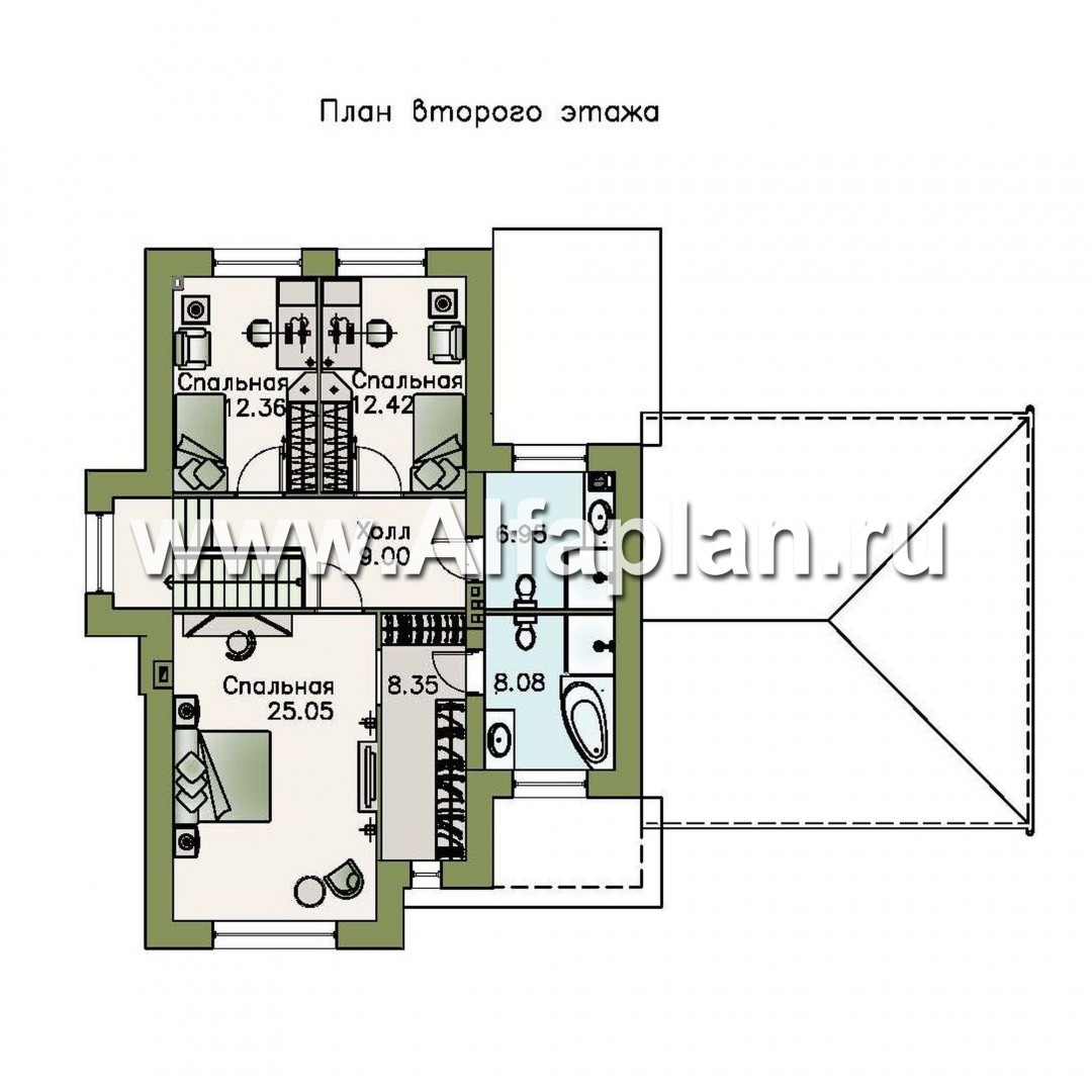 Проекты домов Альфаплан - «Потемкин» - элегантный коттедж с навесом для машин - изображение плана проекта №2
