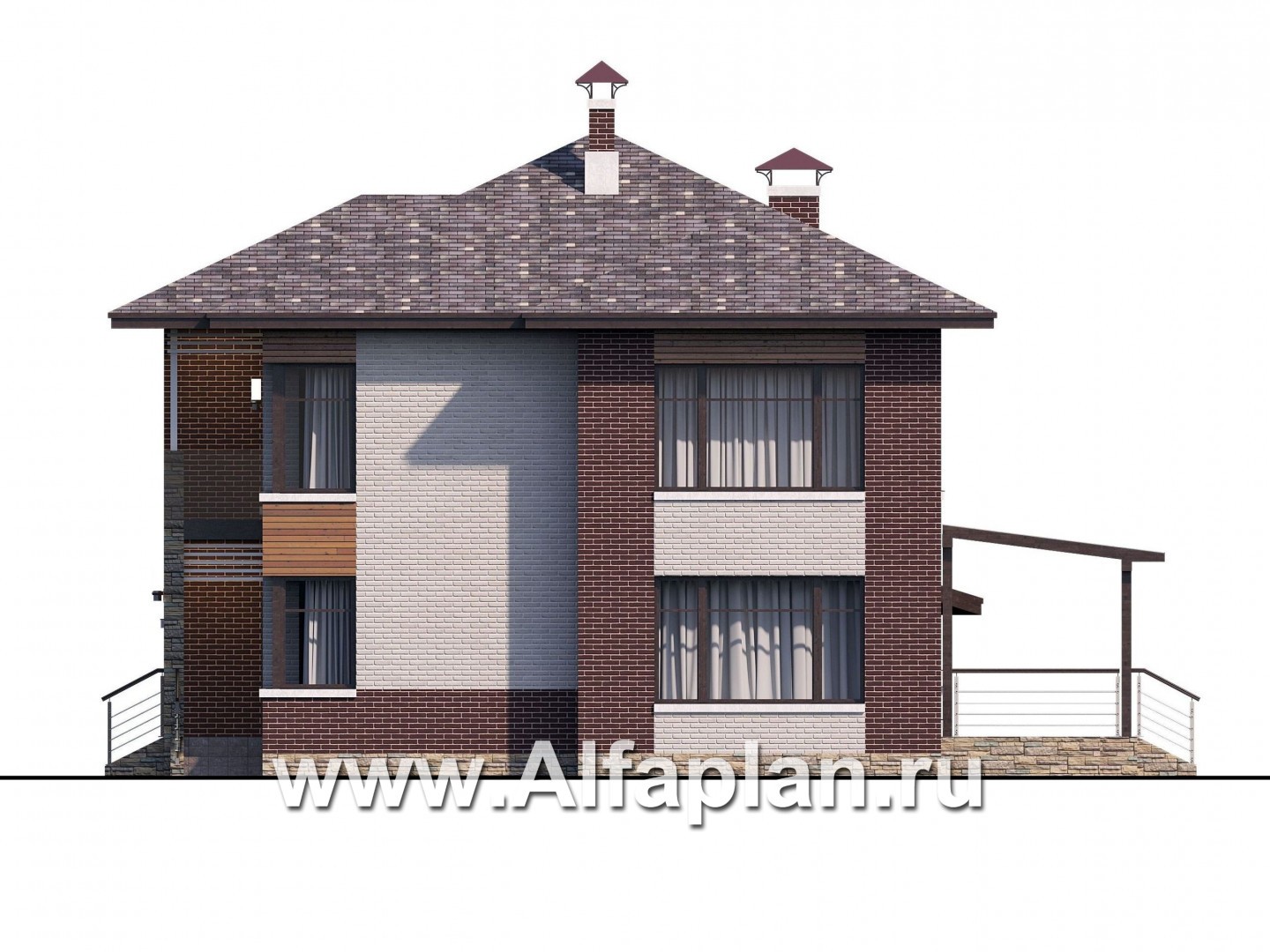 Проекты домов Альфаплан - «Эндорфин» - современный двухэтажный дом с гаражом - изображение фасада №2