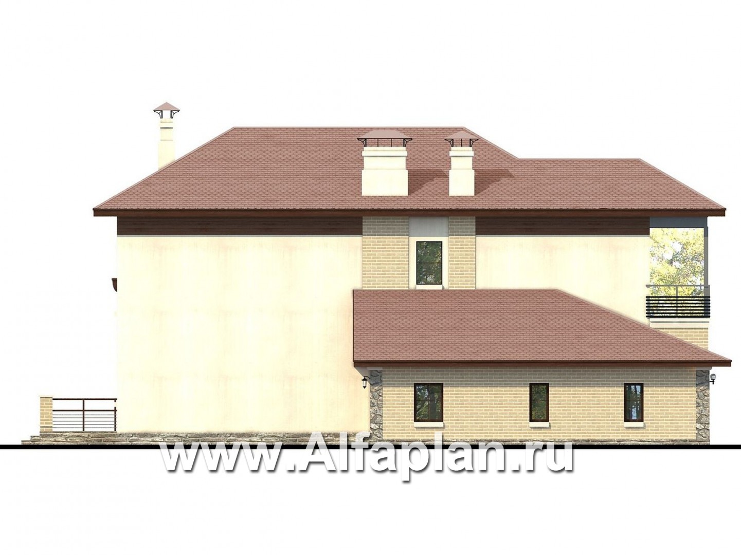 Проекты домов Альфаплан - «Рубин» - современный дом c оригинальной гостиной - изображение фасада №3