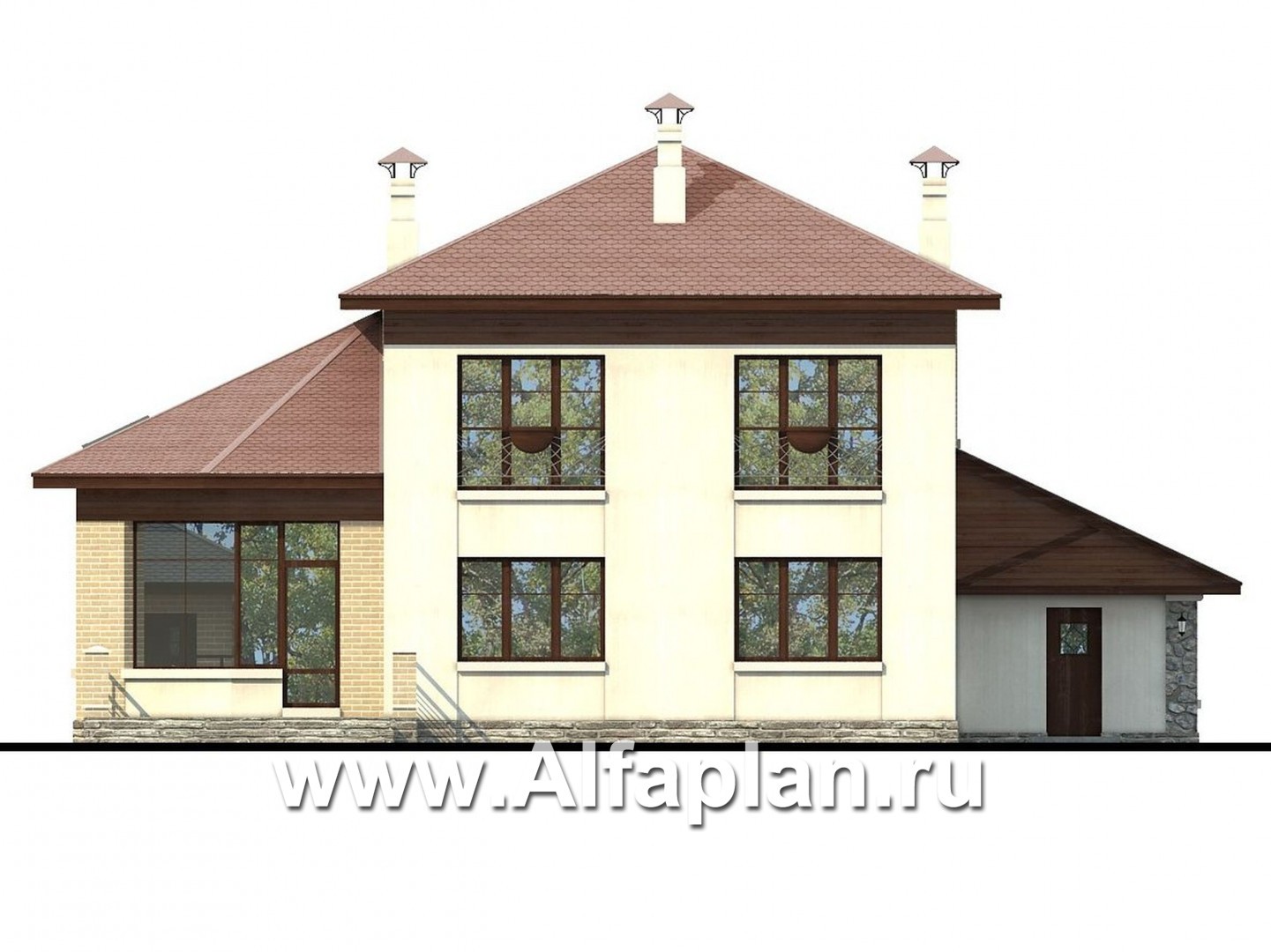 Проекты домов Альфаплан - «Рубин» - современный дом c оригинальной гостиной - изображение фасада №4