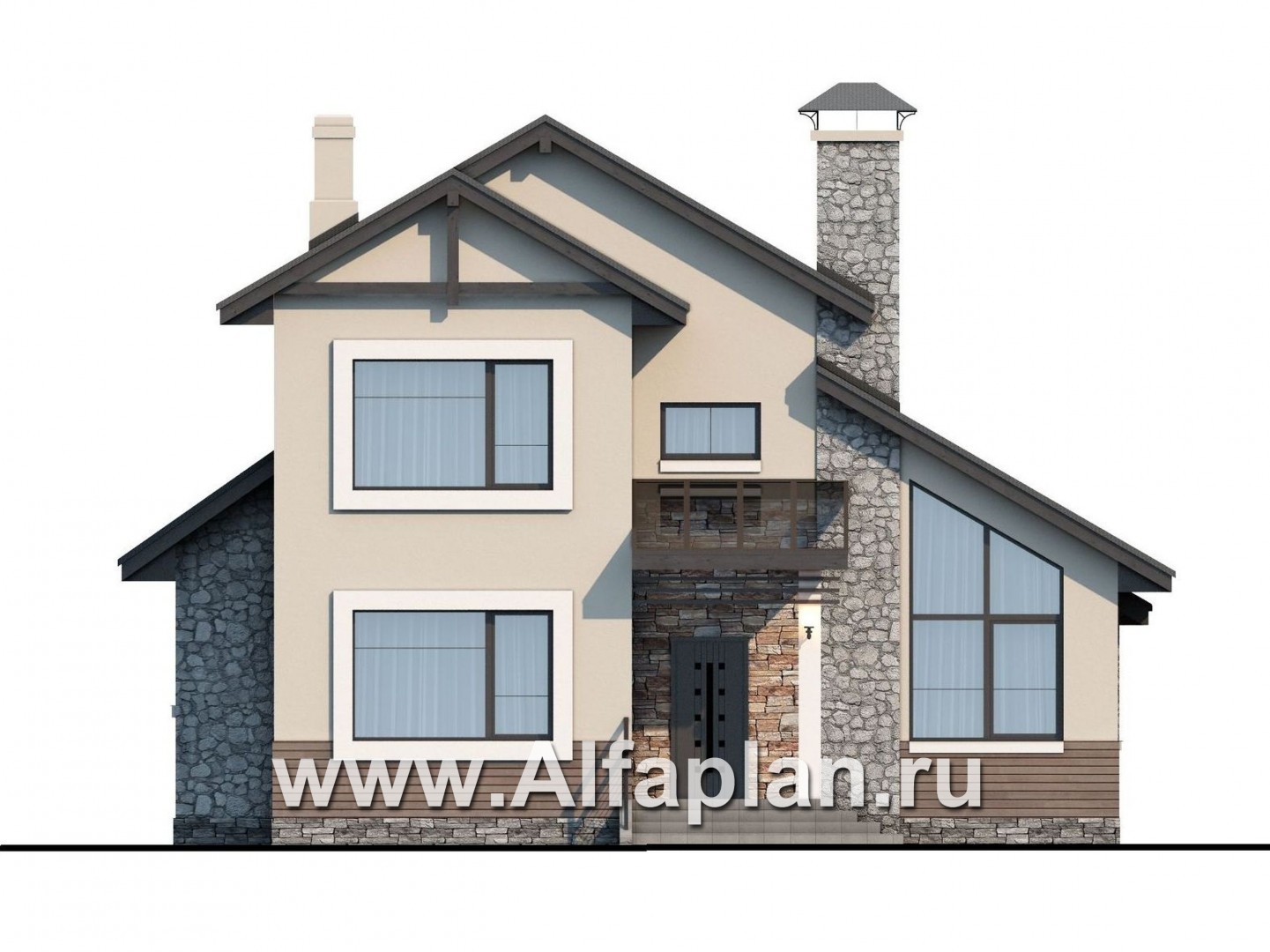 Проекты домов Альфаплан - Современный кирпичный дом «Прагма» - изображение фасада №1