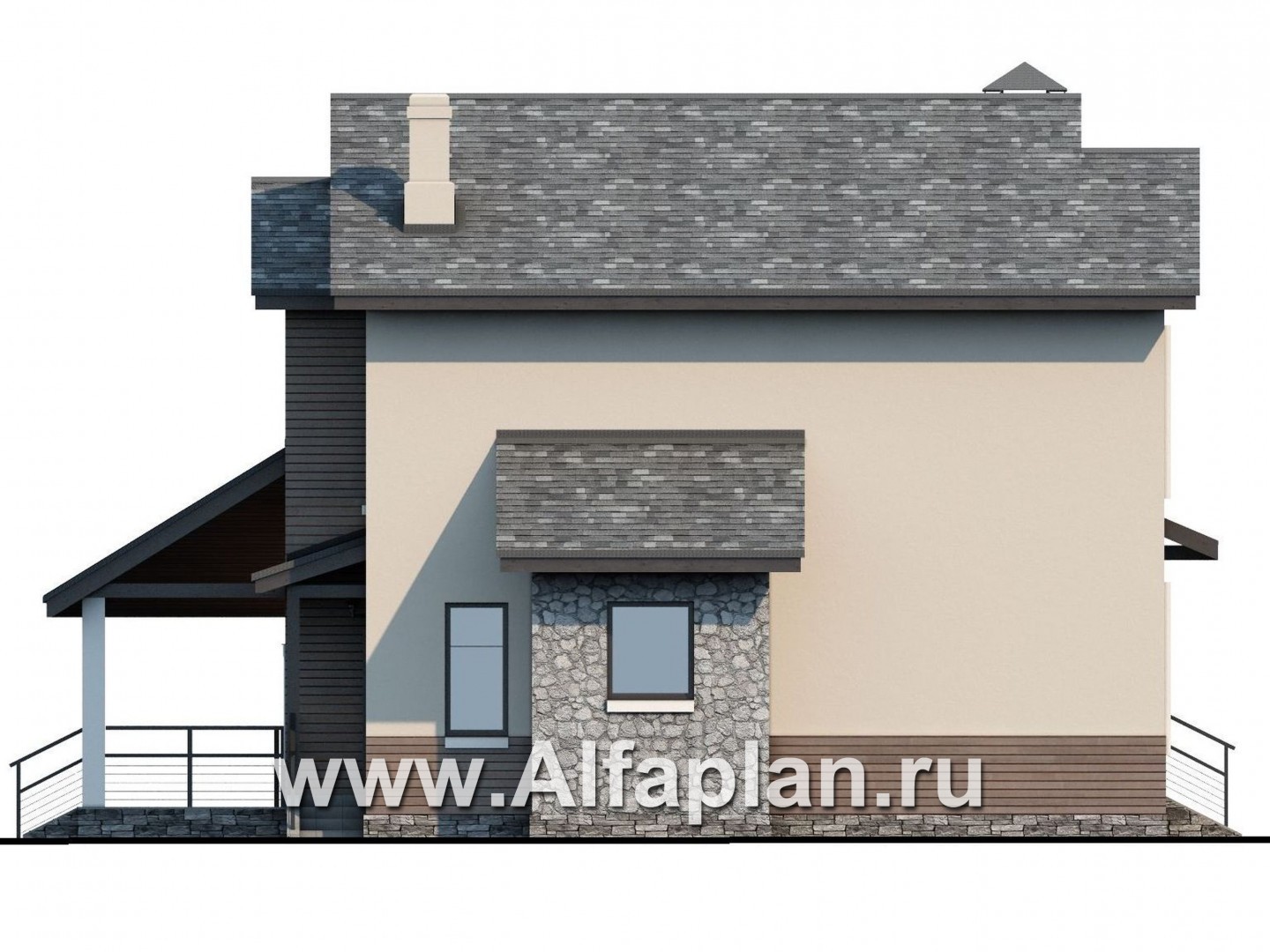 Проекты домов Альфаплан - Современный кирпичный дом «Прагма» - изображение фасада №3