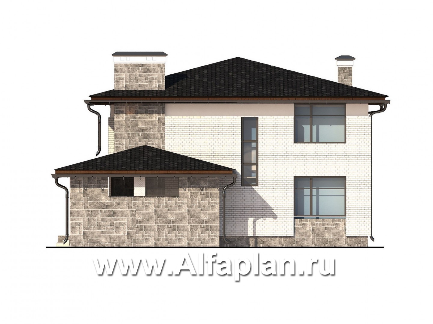 Проекты домов Альфаплан - Дом с интересным дизайном и практичной планировкой - изображение фасада №3