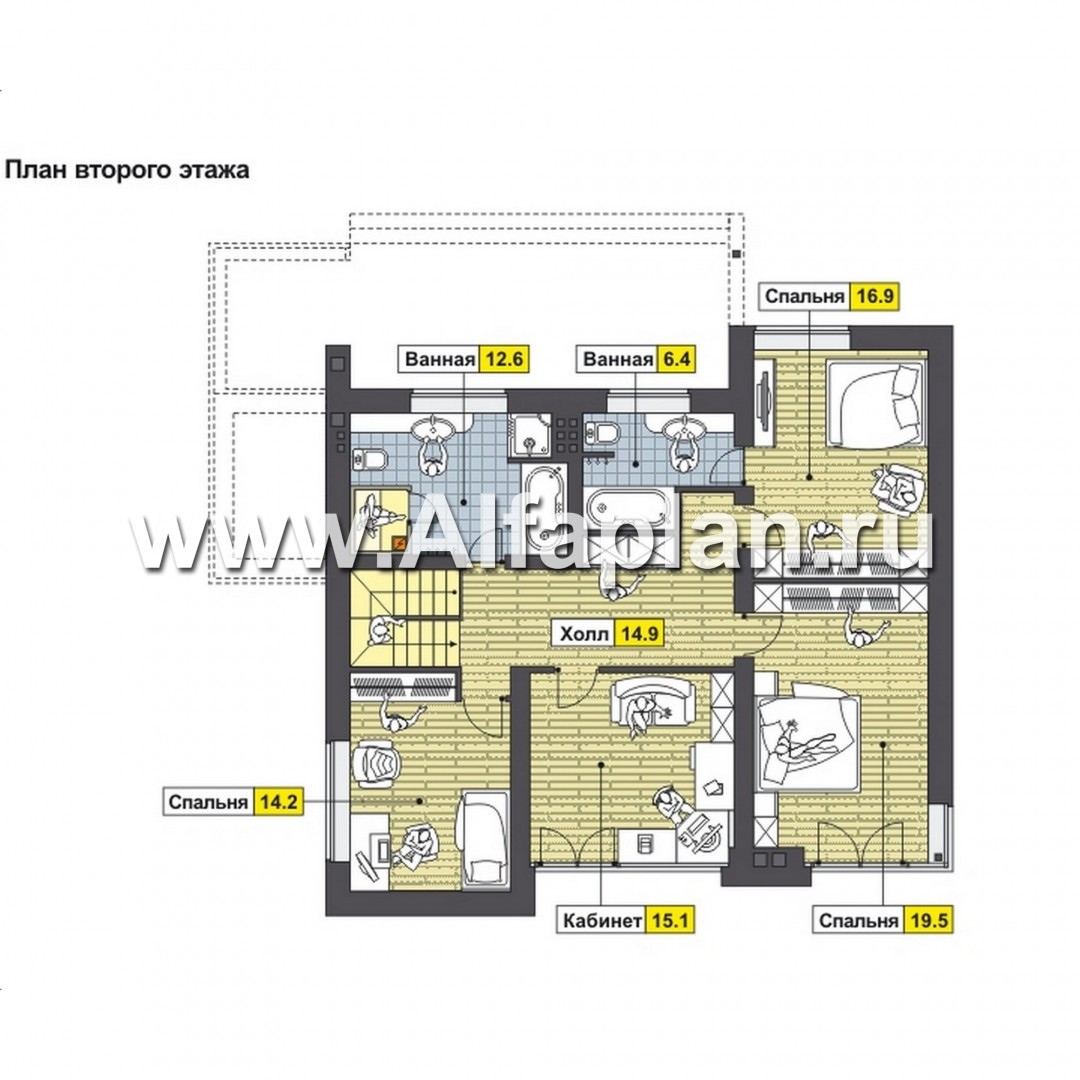 Проекты домов Альфаплан - Дом с интересным дизайном и практичной планировкой - изображение плана проекта №2