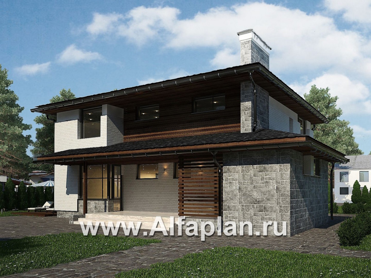 Проекты домов Альфаплан - Дом с интересным дизайном и практичной планировкой - дополнительное изображение №1