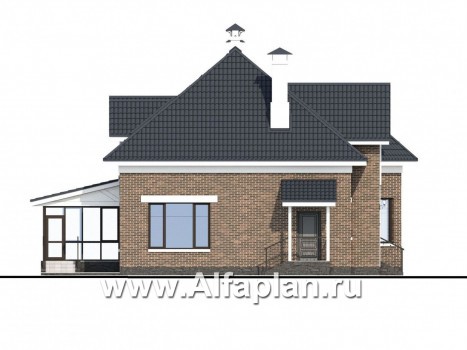 Проекты домов Альфаплан - «Принцесса осени» - красивый и удобный частный дом - превью фасада №3