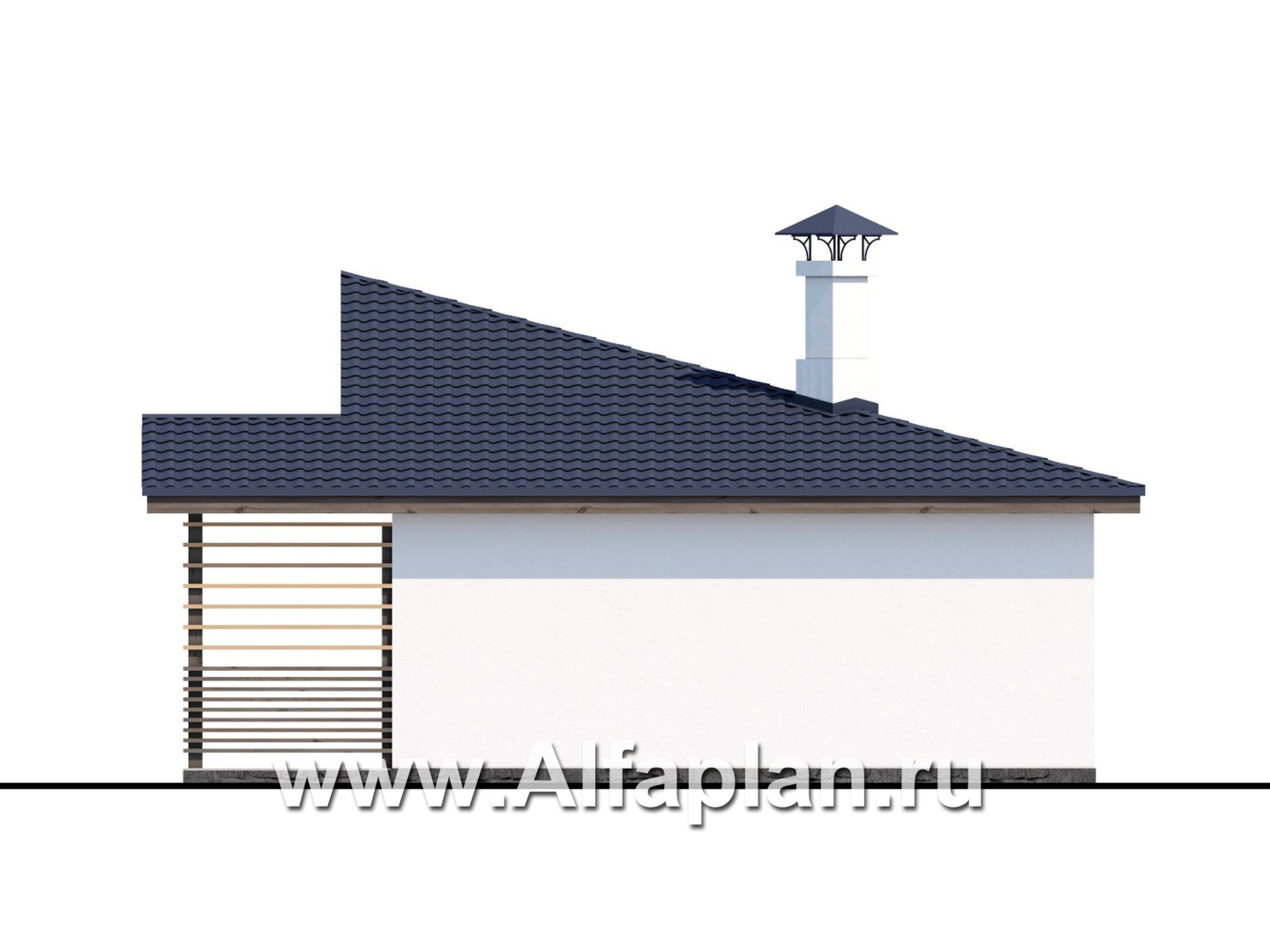 Проекты домов Альфаплан - Современная баня с угловым решением плана и оригинальной кровлей - изображение фасада №4