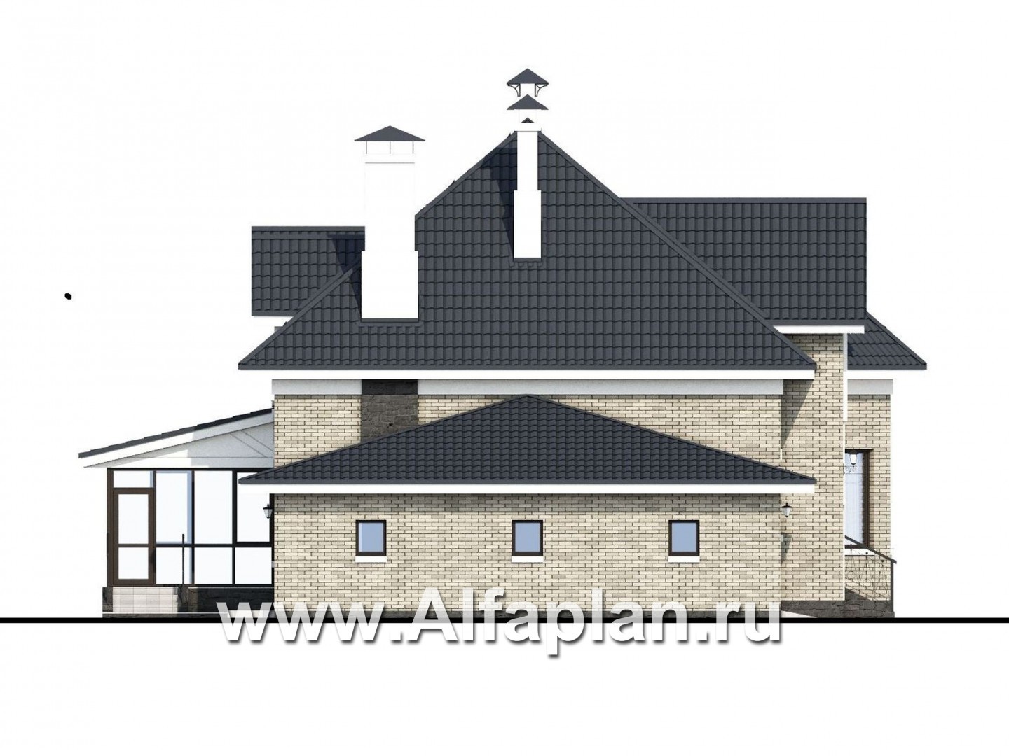 Проекты домов Альфаплан - «Принцесса осени» - красивый и удобный частный дом - изображение фасада №3