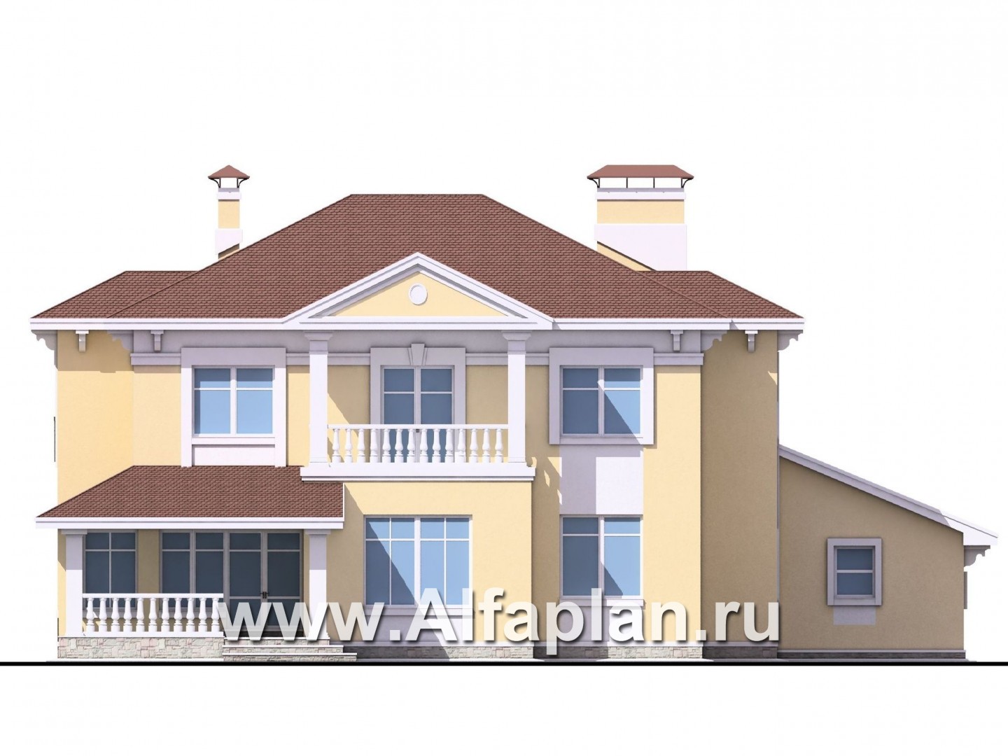 Проекты домов Альфаплан - Вилла «Эдельвейс» - элитный дом в классическом стиле - изображение фасада №4