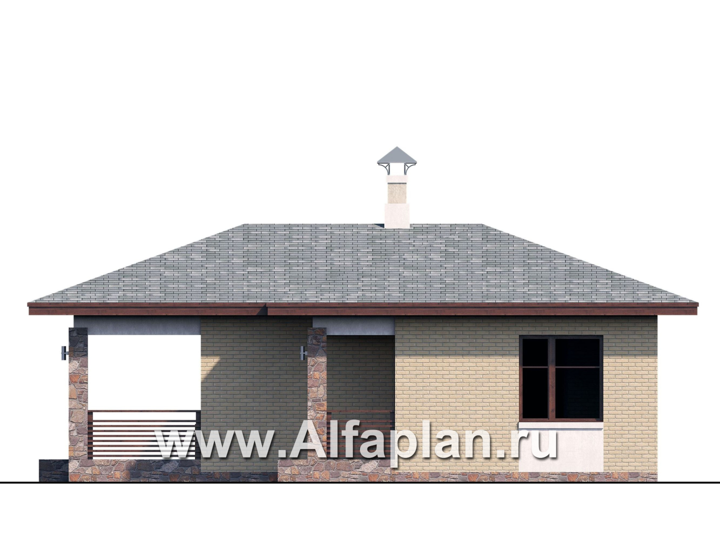 Проекты домов Альфаплан - «Виньон» - дачный дом с большой террасой - изображение фасада №2
