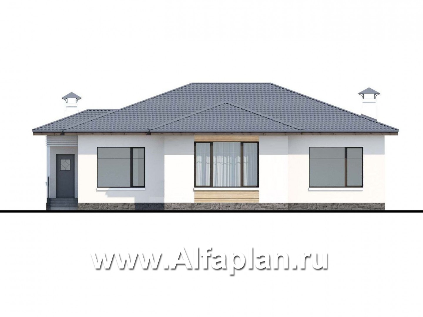 Проекты домов Альфаплан - «Калипсо» - комфортабельный одноэтажный дом - изображение фасада №4