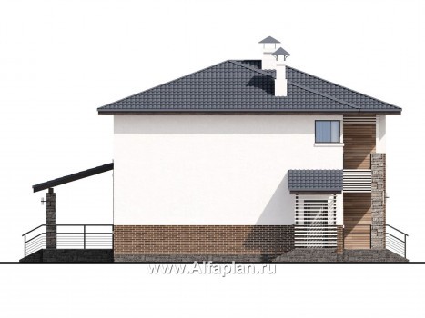 Проекты домов Альфаплан - «Страйк» - современный дом с открытой планировкой - превью фасада №3