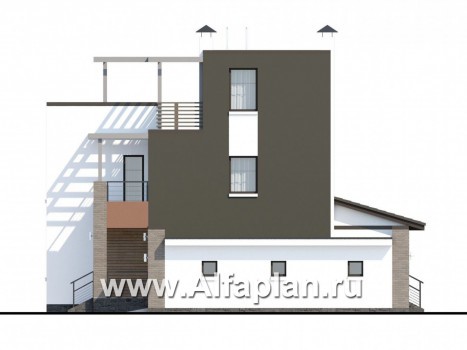 «Рефлекс» - проект двухэтажного дома с гаражом, с террасой, с эксплуатируемой кровлей - превью фасада дома
