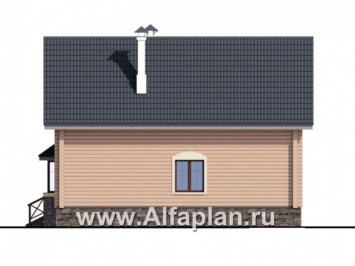 Проекты домов Альфаплан - «АльфаВУД» - деревяный дом из клееного бруса - изображение фасада №2