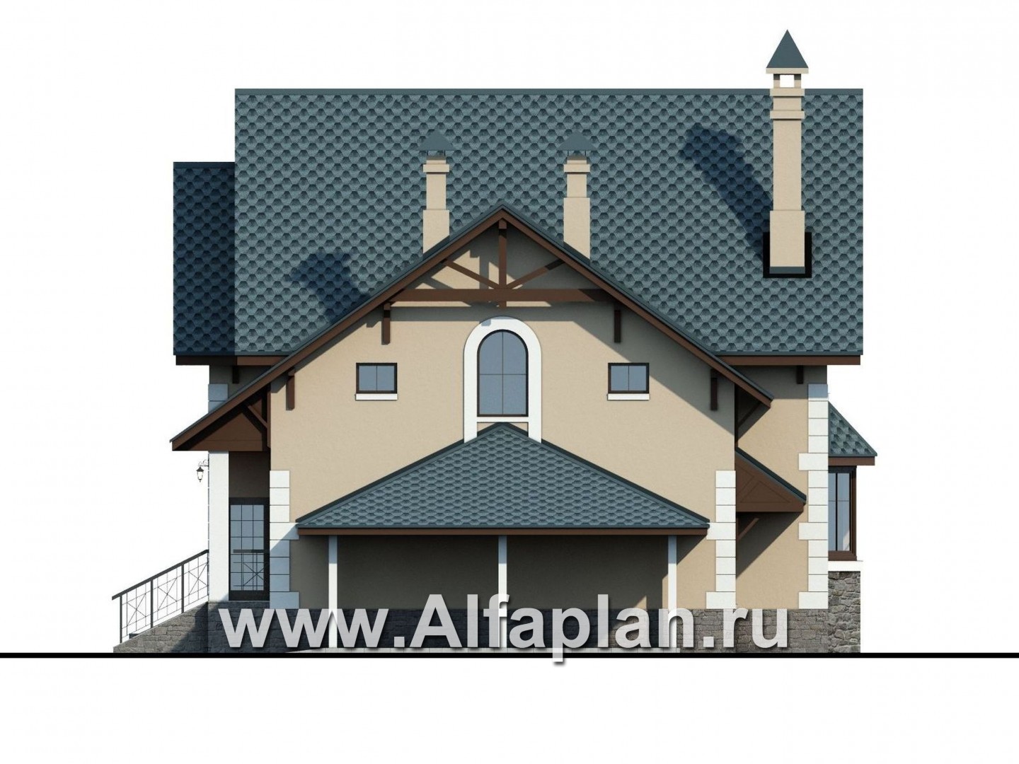 Проекты домов Альфаплан - «Менестрель» - коттедж для узкого участка - изображение фасада №2