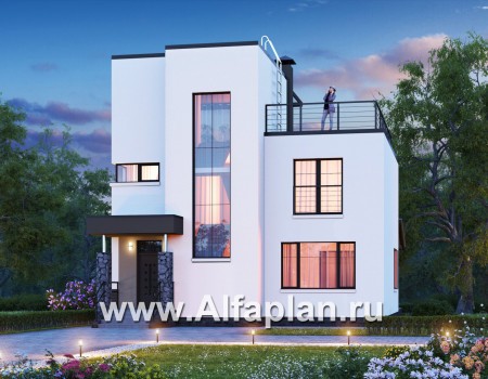 Проекты домов Альфаплан - «Приоритет» - компактный трехэтажный дом с «зеленой» кровлей - превью дополнительного изображения №2