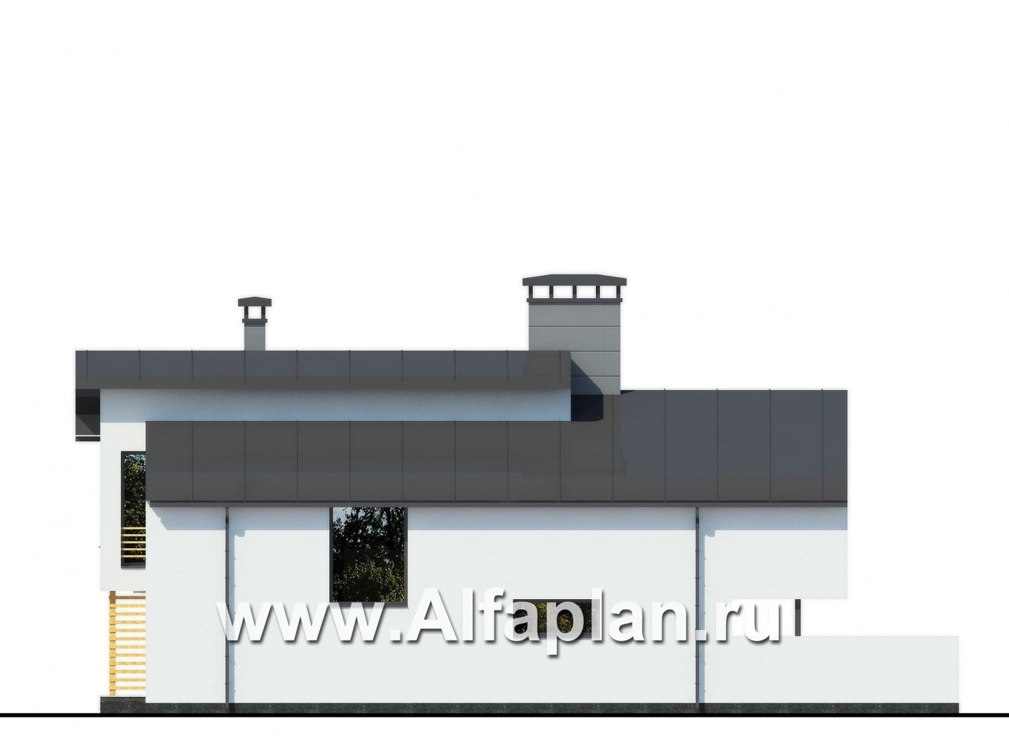 Проекты домов Альфаплан - Современный коттедж с оригинальной планировкой и архитектурой - изображение фасада №4