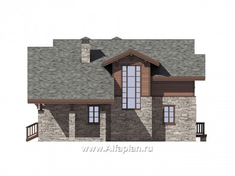 Проекты домов Альфаплан - Дом-шале с большой террасой - превью фасада №4