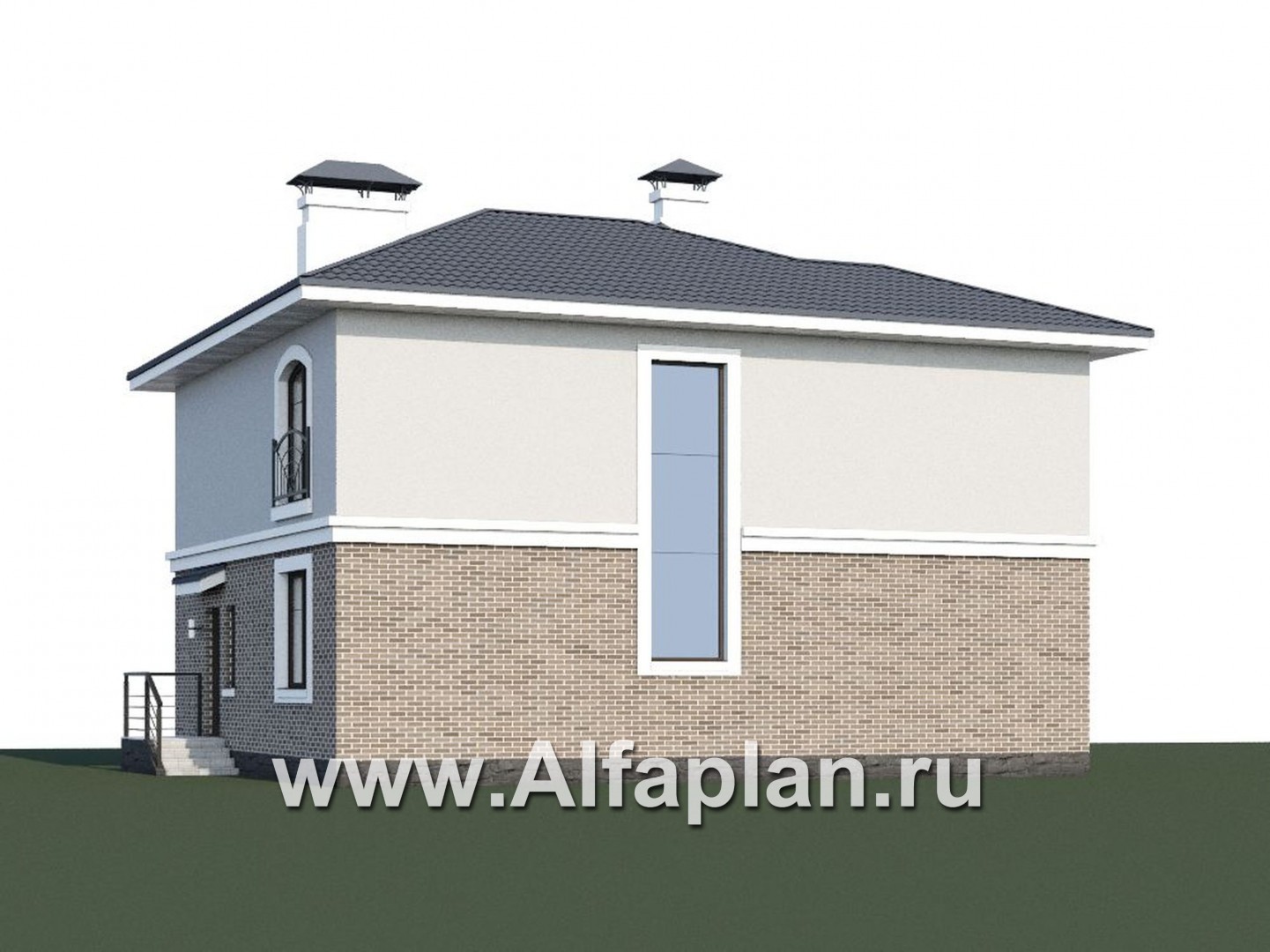 Проекты домов Альфаплан - Респектабельный коттедж с большой остекленной верандой - дополнительное изображение №1