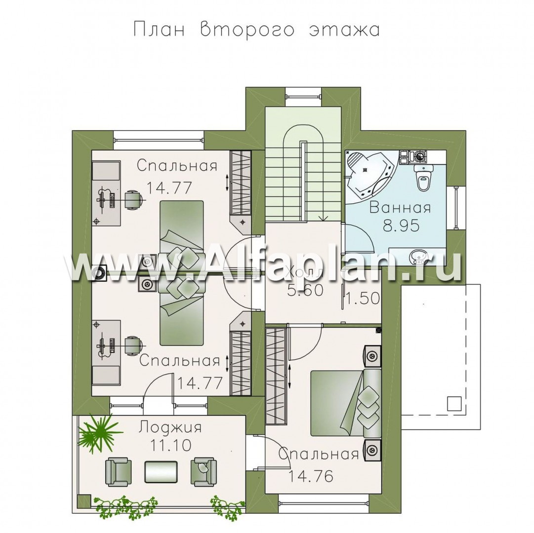 Проекты домов Альфаплан - «Знаменка» - удобный и компактный коттедж в современном стиле - изображение плана проекта №2