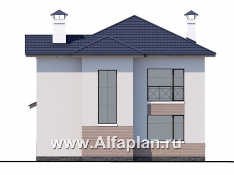Проекты домов Альфаплан - «Знаменка» - удобный и компактный коттедж в современном стиле - превью фасада №4